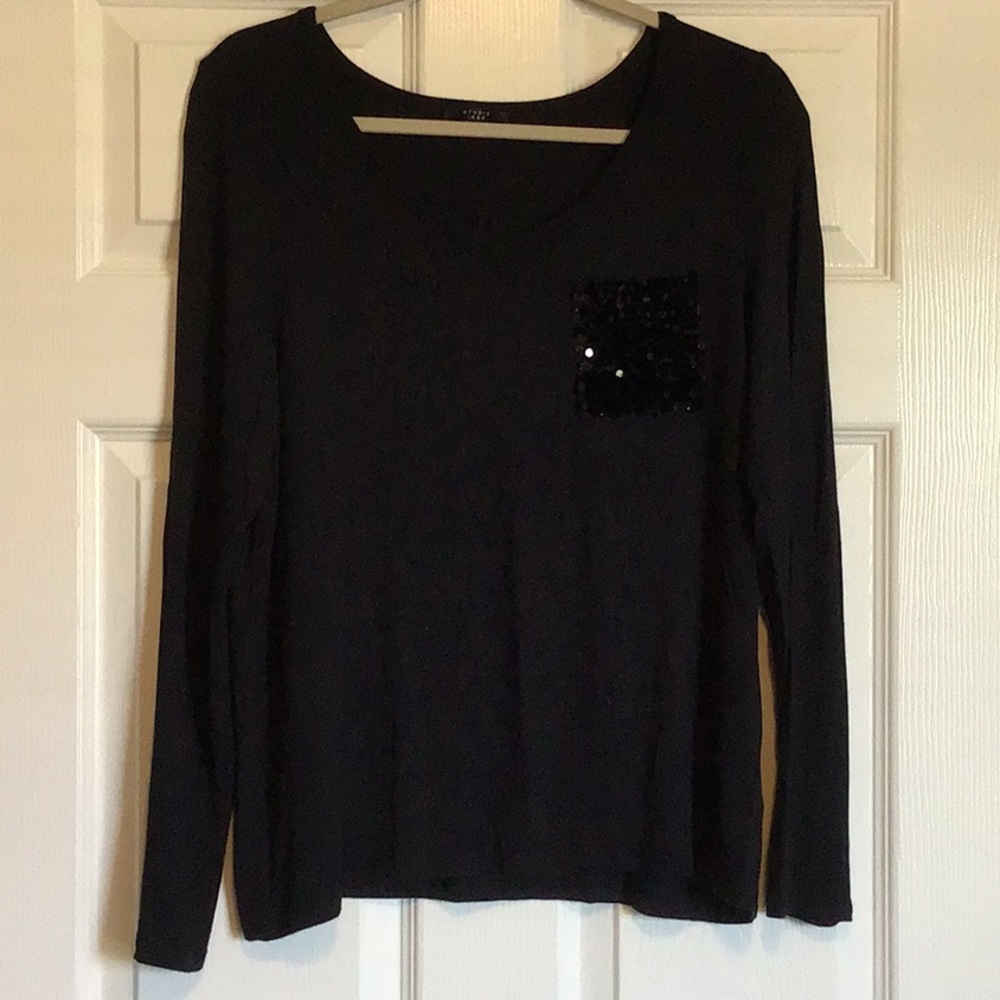 Long Sleeve Sequin Pocket Shirt